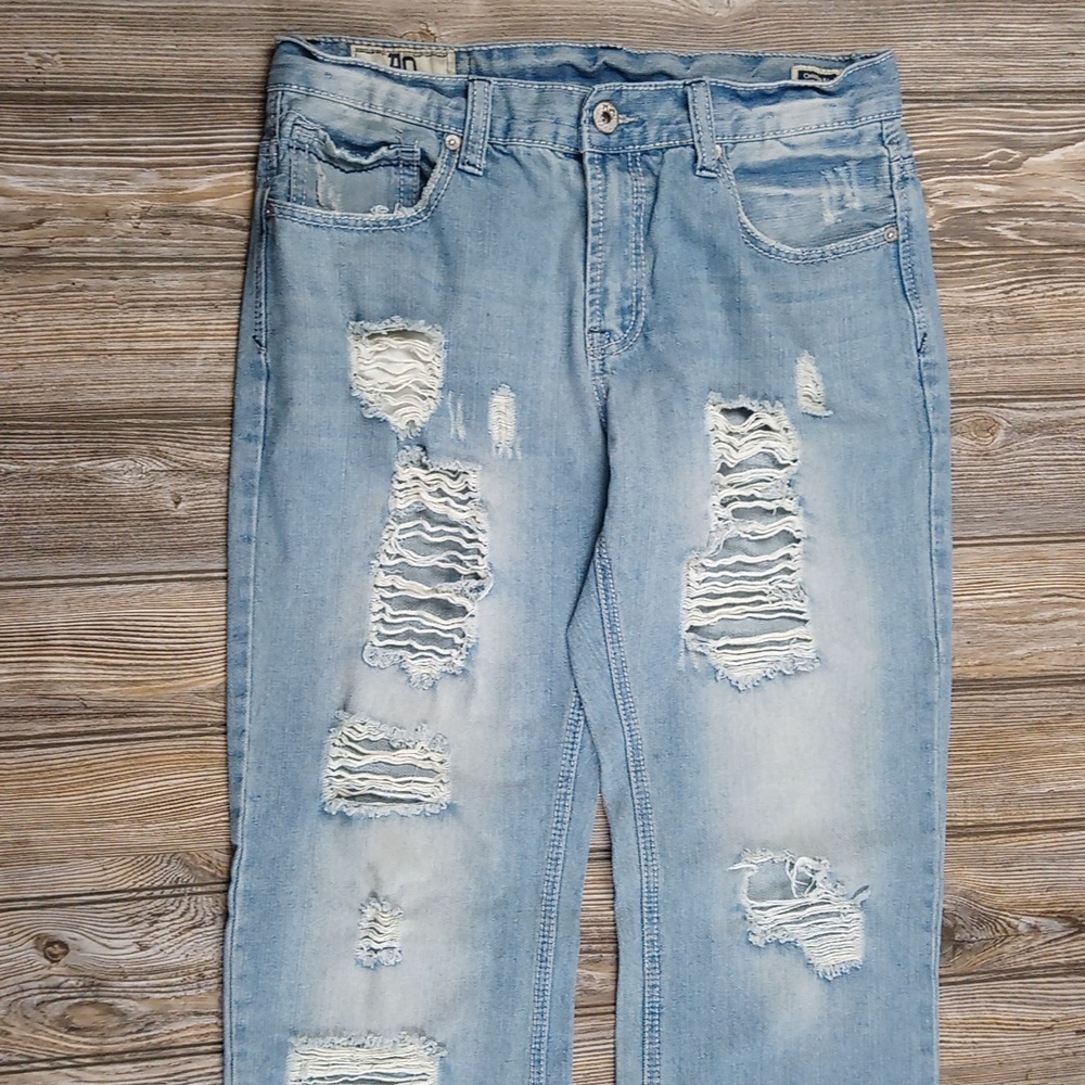 American Legacy Amongst Others Distressed Ripped Light Wash Denim Jeans
